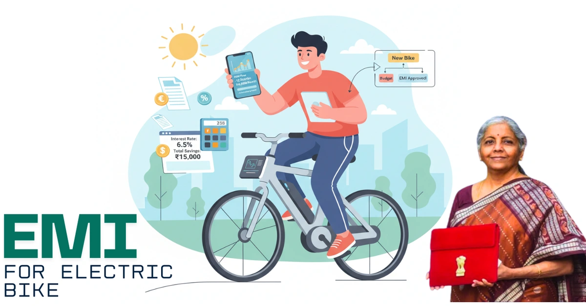 Person happily riding a new bike while reviewing EMI plans for 2025
