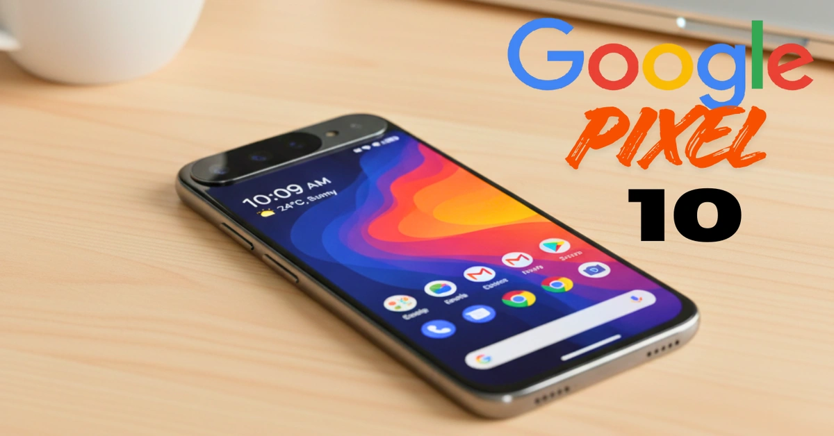 Google Pixel 10 Pro smartphone with sleek design, bright OLED display, and advanced triple camera setup.