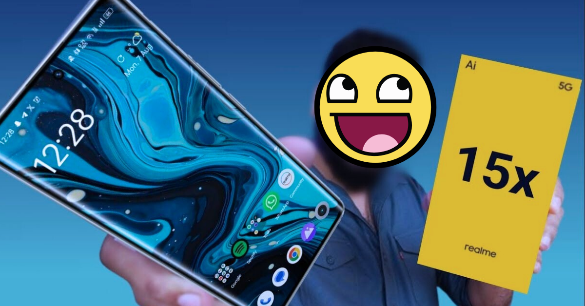 Realme 15x 5G smartphone showing sleek design and vibrant display.